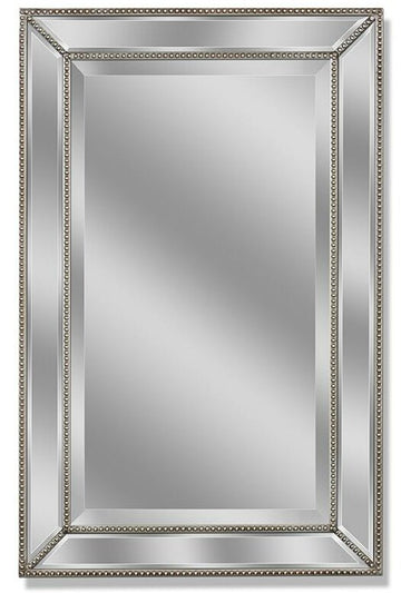 Ticdor Eclectic Beveled Silver Rectangle Accent Wall Mirror